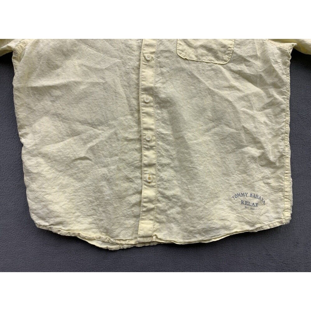 Tommy Bahama 100% Linen Button Up Shirt Men's Size XL Yellow Relax Long Sleeve - Picture 13 of 16